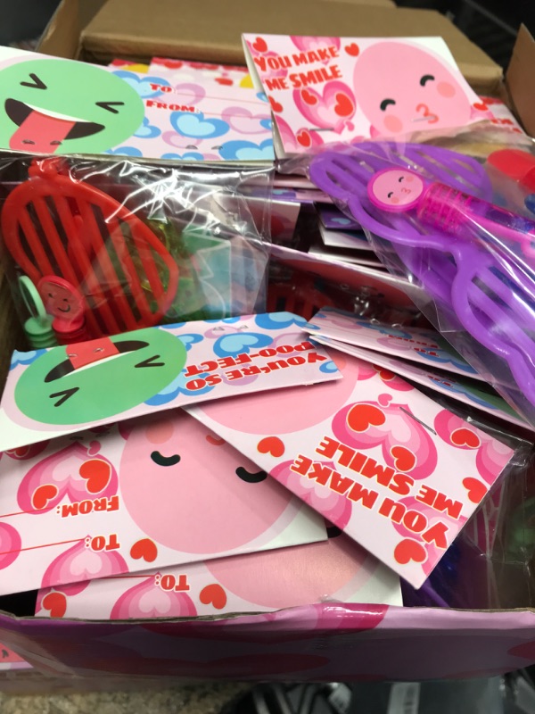 Photo 2 of 28 Pack Kids Valentines Day Gift Novelty Toy Set Includes Foam Planes,Shutter Shades,Bubble Wands,Sticky Hands,Spring Toys,for Classroom Exchange Prizes,Valentine Party Favors,Valentine‘s Gifts