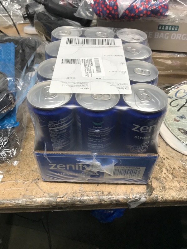 Photo 1 of BEST BY 03/30/2023****Zenify Original All Natural Sparkling Calming Stress Relief Beverage, Formula with L-Theanine, GABA, Vitamin B6, and Glycine, Non-GMO, Gluten-Free, Vegan, 12 Fl Oz, Pack of 12, (2010056)