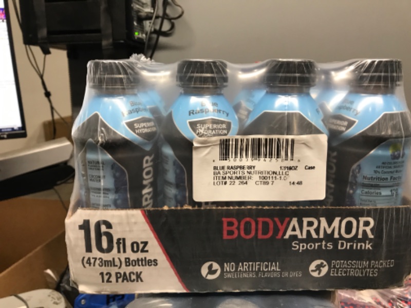 Photo 2 of *** EXPERATION IS UNKNOWN*** BODYARMOR Sports Drink Sports Beverage, Blue Raspberry, Natural Flavors With Vitamins, Potassium-Packed Electrolytes, Perfect For Athletes, 16 Fl Oz (Pack of 12) Blue Raspberry 16 Ounce Pack of 12