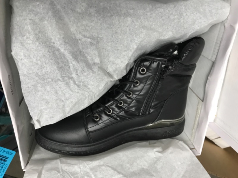 Photo 3 of **MAY NOT ACTUALLY BE SIZE 10**   kufeiti Winter Boots for Women Snow Boots Fur Lined Leather Boots Low Heel Ankle Boots 10 Black
