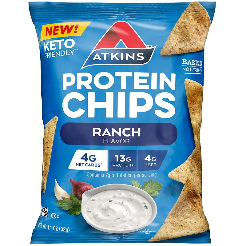 Photo 1 of *EXP 4/12/23* Atkins Protein Chips, Ranch, Keto Friendly, Baked Not Fried,1.1 Oz(Pack of 12)
