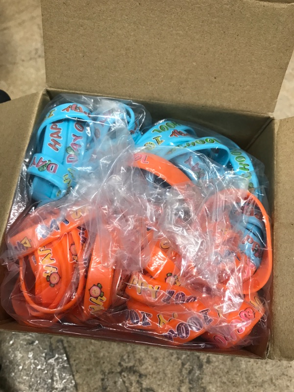 Photo 2 of 200 Pieces 100 Days of School Silicone Bracelets Colorful 100th Day of School Bracelets Colorful Silicone Wristbands Happy 100th Day of School Rubber Bracelets for Kids Children Gift