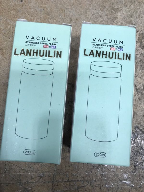 Photo 2 of 2 Pack Bundle Lanhuilin Mini Insulated Water Bottle?Insulated Coffee Mug?Pocket Thermos 7 oz (White)