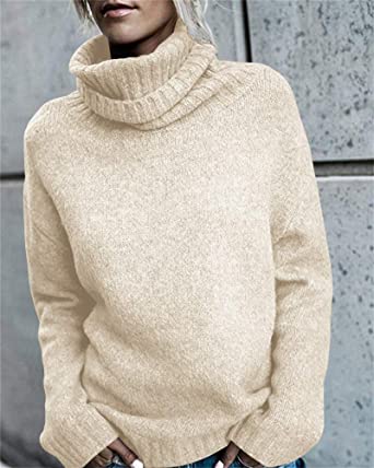 Photo 1 of FISACE Womens Oversized Turtleneck Pullover Sweater Cable Knit Long Sleeve Jumper Tops
