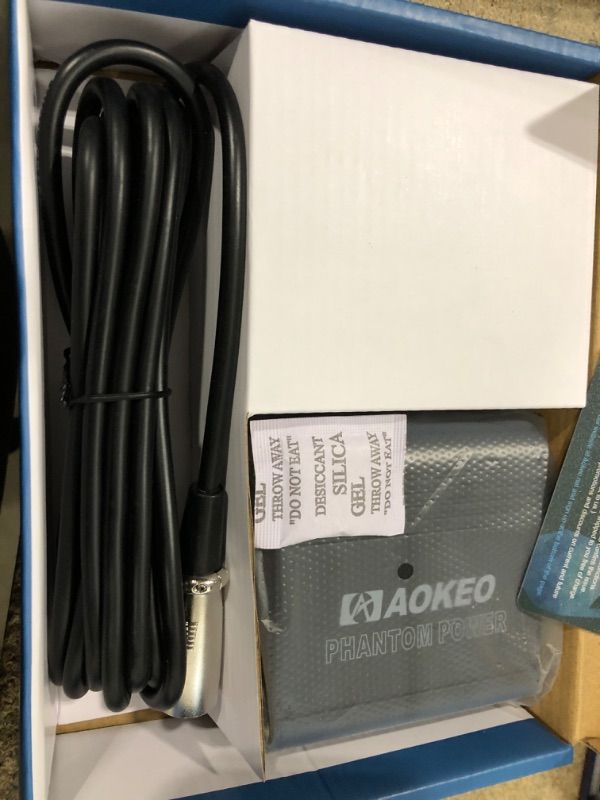 Photo 2 of Aokeo 1-Channel 48V Phantom Power Supply with Adapter, Bonus+XLR 3 Pin Microphone Cable for Any Condenser Microphone Music Recording Equipment
