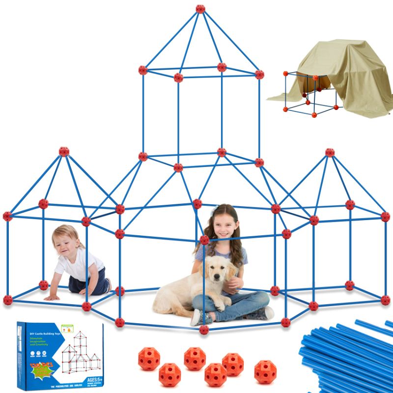 Photo 1 of *READ NOTES*MAETOT Kids Fort Building Kit, 120 PCS Creative Fort STEM Toys DIY Building Play Tent Tunnels Indoor and Outdoor Playhouse Educational Learning Toys Gifts for 5 6 7 8 9 10 11 12 Year Old Boys Girls Blue-120pcs