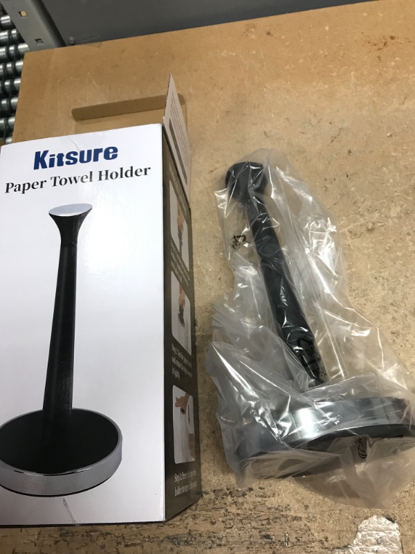 Photo 2 of Kitsure Paper Towel Holder for Countertop - Black Paper Towel Holder with Anti-Slide Pad & Weighted Base, Assembly-Free Paper Towel Stand for Kitchen