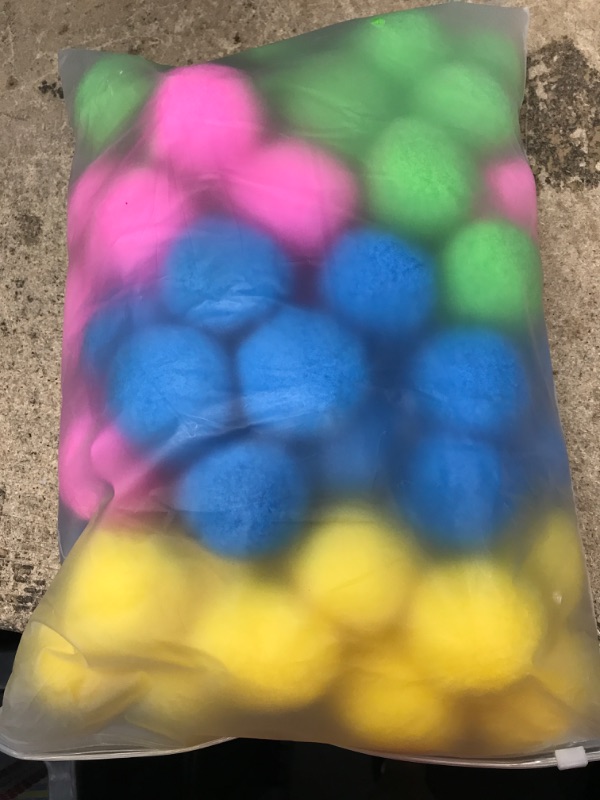 Photo 2 of 2 in 1 Snowballs for Kids Reusable Water Balloons, 2.6" Soft Cotton Snowballs, Perfect for Pools, Backyard, Lawn, Snowball Fight Set Indoor(60PCS) Pink/Yellow/Blue/Green