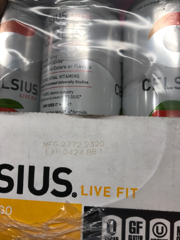 Photo 3 of *** EXP 4/2024 *** CELSIUS Peach Mango Green Tea, Functional Essential Energy Drink 12 Fl Oz (Pack of 12) Peach Mango Green Tea 12 Fl Oz (Pack of 12)