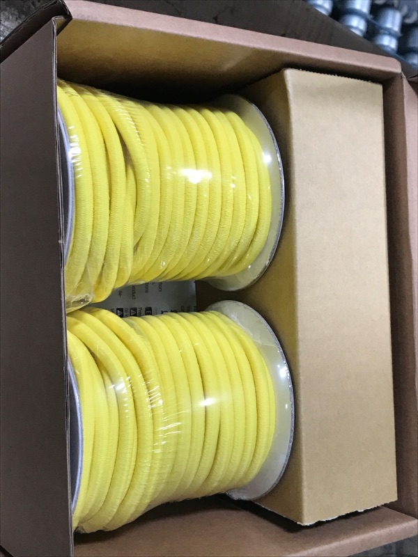 Photo 2 of ***BRAND NEW***
Amazon Basics 1/4-Inch by 50-Feet Elastic Bungee Shock Cord, Yellow, 2-Pack