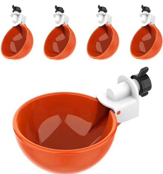 Photo 1 of (5 Pack) Lil Clucker Large Automatic Chicken Waterer Cups | Chicken Water Feeder Suitable for Chicks, Duck, Goose, Turkey and Bunny | Poultry Water Feeder Kit (Orange