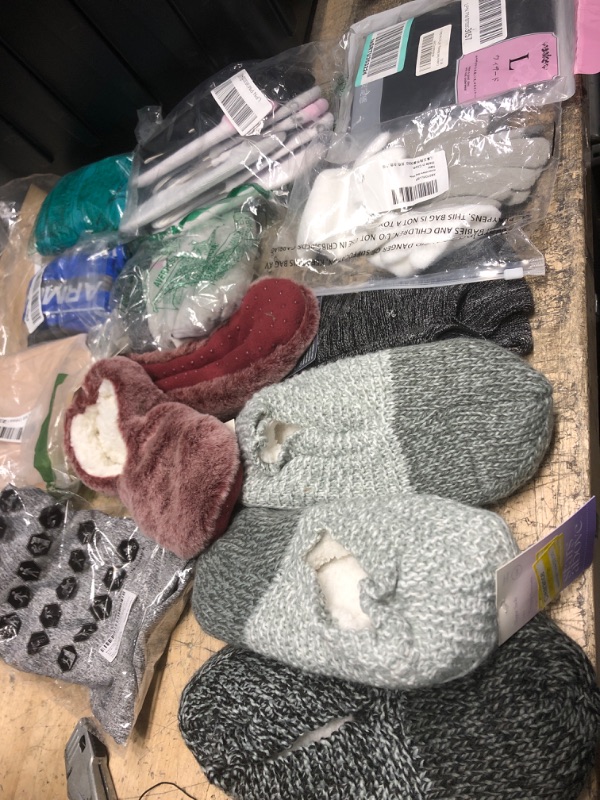 Photo 1 of 13 assorted new/used  mens and womens socks, underclothes, house slippers, and more