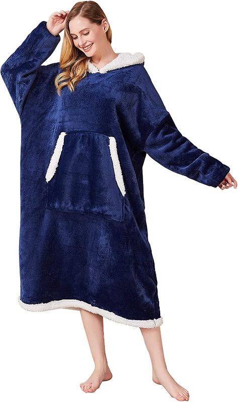 Photo 1 of Beauty Shine Wearable Blanket Hoodie for Adults Women Men Oversized Sherpa Sweatshirt Blanket with Pockets One Size Fits All