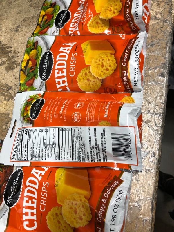 Photo 3 of *EXPIRED ON MARCH 25,2023** Mrs. Cubbison's Cheese Crisps - 100% Real Cheese, Keto Friendly, Great for Snacking and Salad Topper - Cheddar Flavor, 1.98 Ounce (Pack of 1) Cheddar Cheese Crisps 1.98 Ounce (Pack of 4)