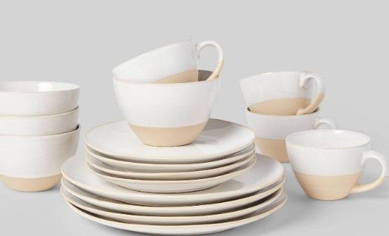 Photo 1 of 16pc Stoneware Wethersfield Dinnerware Set White - Threshold™

