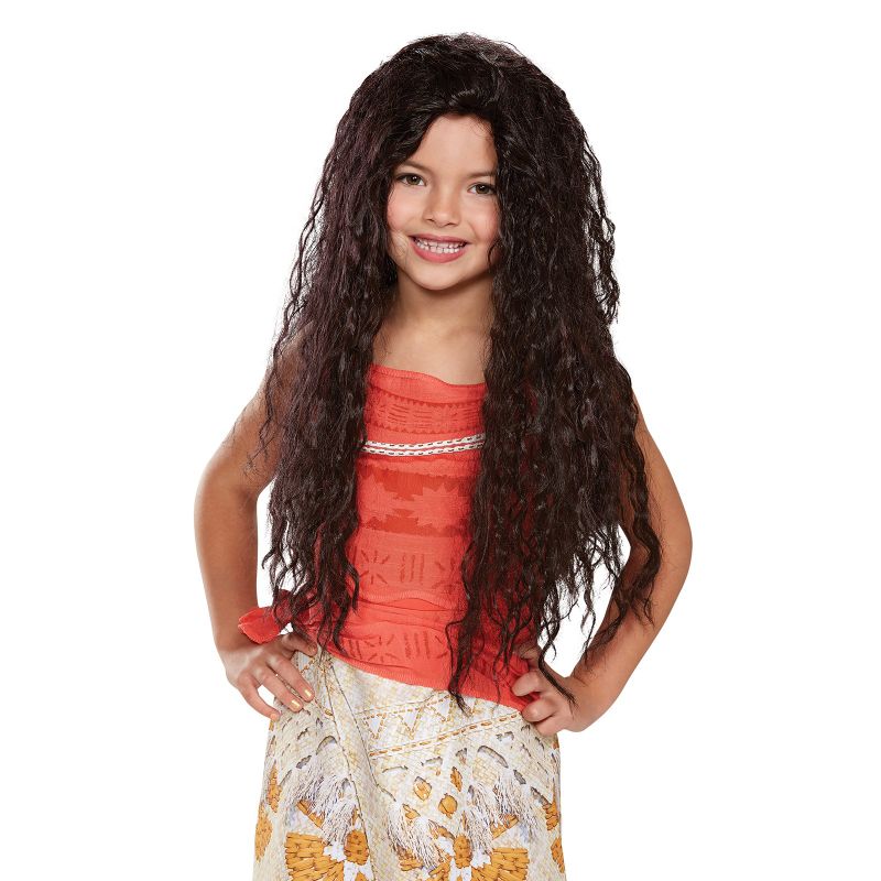 Photo 1 of Disney Princess Moana Deluxe Black Halloween Costume Wig for Child
