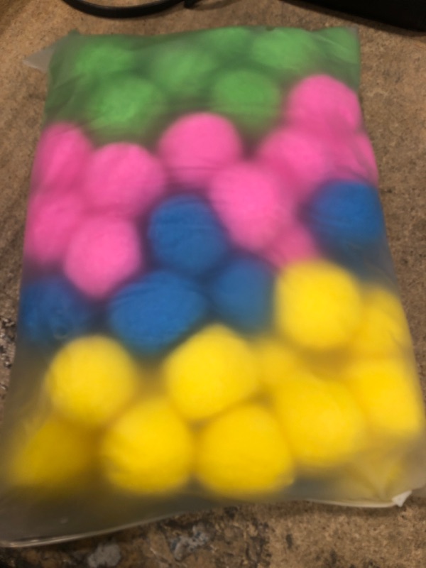 Photo 1 of 2 in 1 Snowballs for Kids Reusable Water Balloons, 2.6" Soft Cotton Snowballs, Perfect for Pools, Backyard, Lawn, Snowball Fight Set Indoor(60PCS) Pink/Yellow/Blue/Green