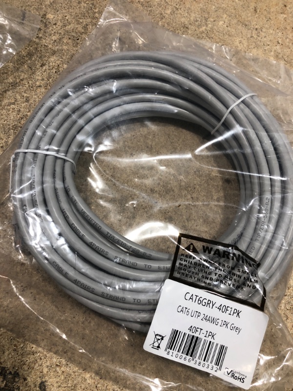 Photo 2 of (pack of 2) MAXLIN CABLE Cat6 Ethernet Cable for Gaming Gray 40ft LAN Network Patch Cord Wire - High Speed Internet Cable, RJ45, 24AWG, 500MHz Connectors for Router Modem, Compatible with PS3 PS4 PS5 40 Feet Gray