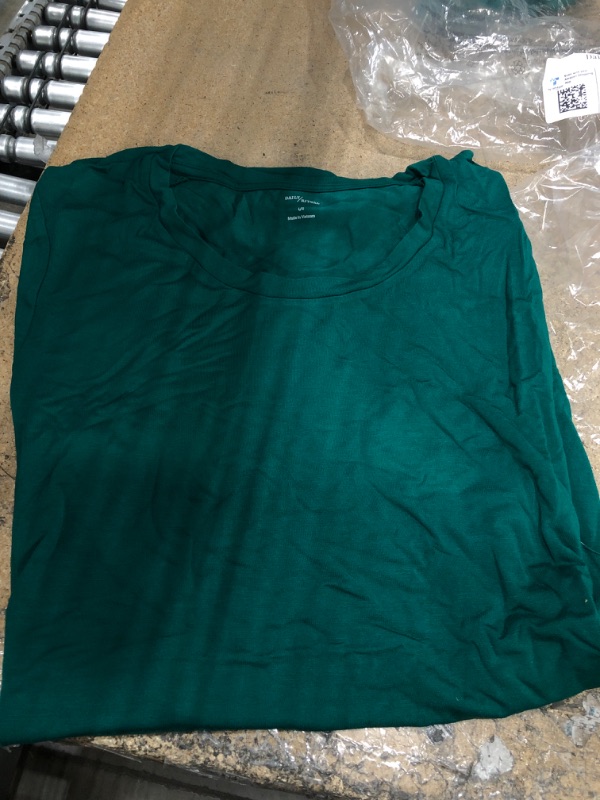 Photo 2 of (pack of 2) Daily Ritual Women's Jersey Standard-Fit Short-Sleeve Open Crewneck Tunic Rayon Blend Dark Emerald Green Large