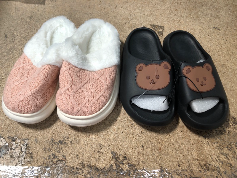 Photo 1 of BUNDLE OF 2 PAIRS OF SLIPPERS KIDS AND WOMENS 
WOMENS SIZE 36-37
KIDS SIZE 35-36