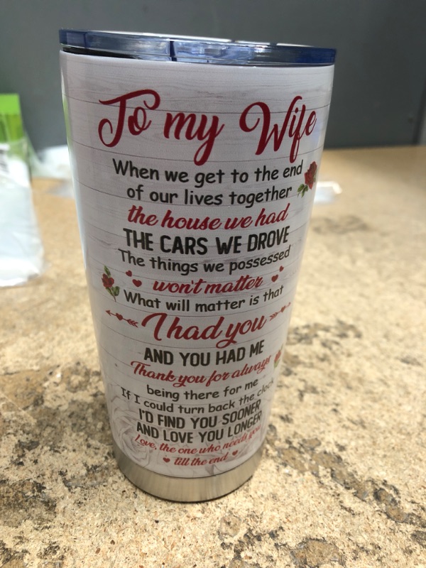 Photo 1 of Gifts for Her - Gifts for Wife - Happy Anniversary Wedding Gifts - Wife Gifts from Husband - Wife Birthday Gift Ideas - Romantic Gifts for Her - I Love You Gifts for Her - 20 Oz Tumbler for Wife