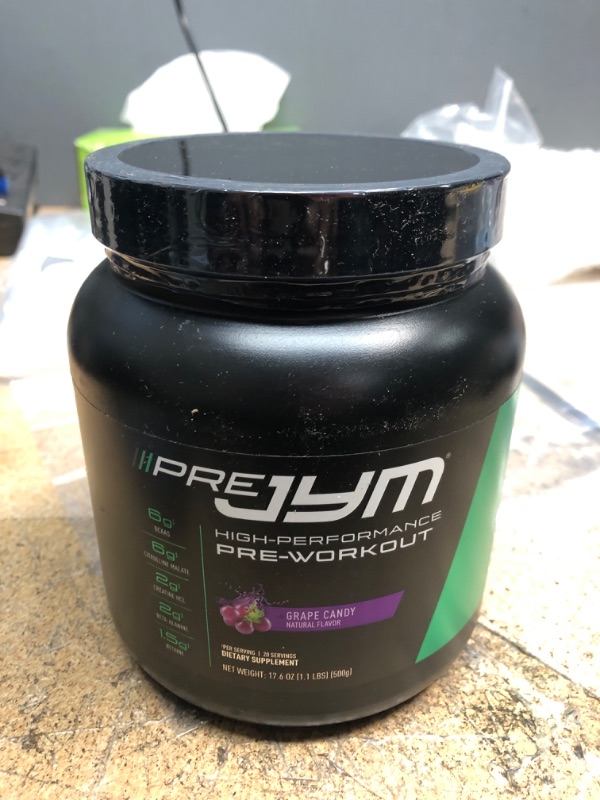 Photo 2 of JYM Supplement Science Pre JYM Grape Candy Pre Workout Powder - BCAAs, Nootropics, Creatine HCI, Citrulline, Beta-Alanine, Betaine, Taurine, Huperzine 20 Servings 20.0 Servings (Pack of 1) Grape Candy EXP 07/01/2023