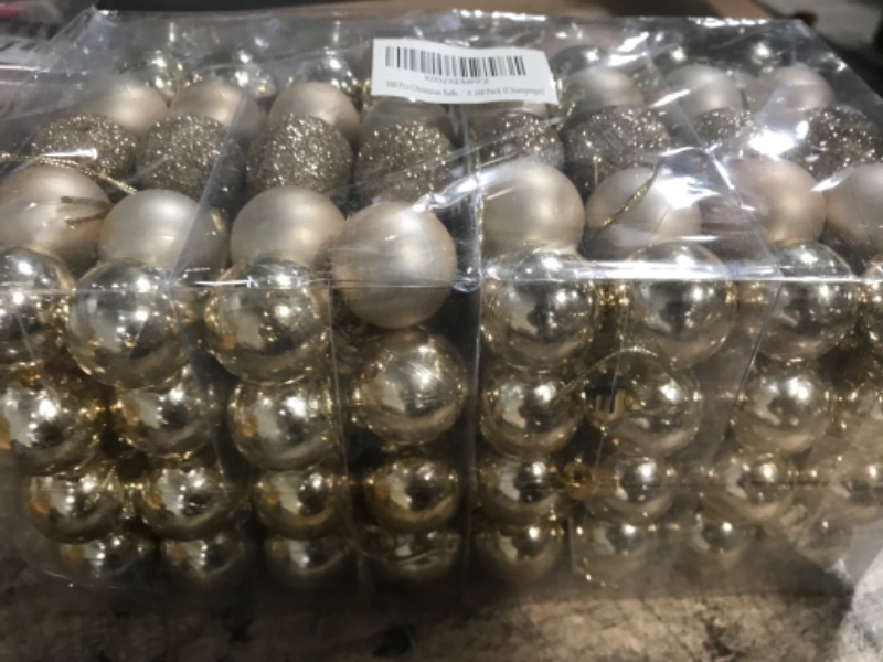 Photo 2 of 160 Pcs Christmas Balls Ornaments for Xmas Tree - Shatterproof Christmas Tree Decorations Small Hanging Ball 1.18" X 160 Pack (Champaign)