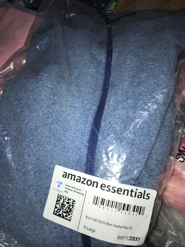 Photo 2 of Amazon Essentials Boys and Toddlers' Polar Fleece Full-Zip Mock Jacket Polyester COLOR Blue Heather/Navy, SIZE X-Large