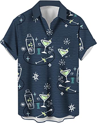 Photo 1 of Hodaweisolp Men's Casual Short Sleeve Button Down Bowling Summer Loose Hawaiian Beach Shirts SIZE XXL