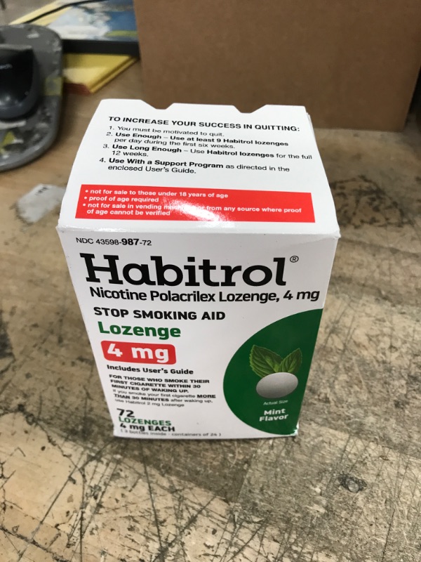 Photo 2 of *EXP: 05/2023* Habitrol Nicotine Lozenges 4 mg Mint Flavor - 72 Count – Stop Smoking Aid – Reduce Cravings and Withdrawal Symptoms Mint 72 Count