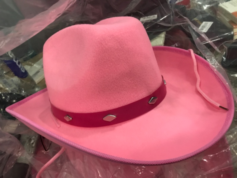 Photo 2 of (pack of 2) Kangaroo Cowboy Hat with Pull-on Closure, Cowboy Hat for Men and Women, Felt Cowboy Hat, Cowboy Hats for Adults, Cowgirl Hat Pink