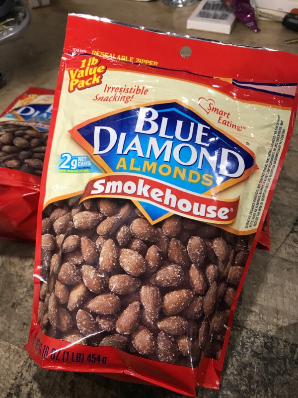 Photo 2 of (pack of 4) Blue Diamond Smokehouse Almonds (Case of 6) Smokehouse Package size of 16.0 oz
best used by: may 18 2023