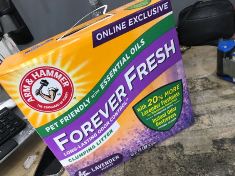 Photo 2 of Arm & Hammer Forever Fresh Clumping Cat Litter Lavender Multicat 18lb with 20% More Lavender Freshness Pet Friendly with Essential Oils