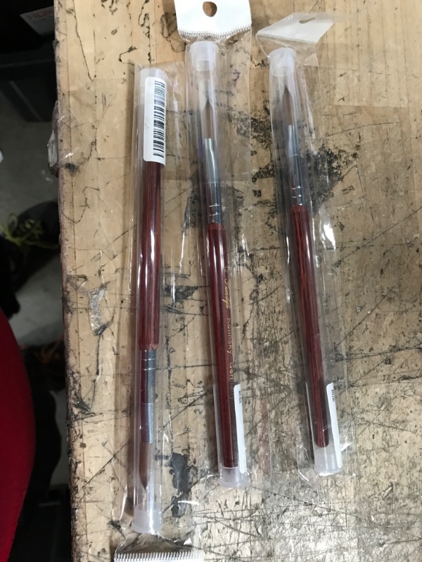 Photo 1 of 3 PACK Kolinsky Acrylic Nail Brush with 100% Pure Sable Hair, Nail Art Brush with Round Red Wood Handle,for Acrylic Application Manicure Pedicure Size (12#)