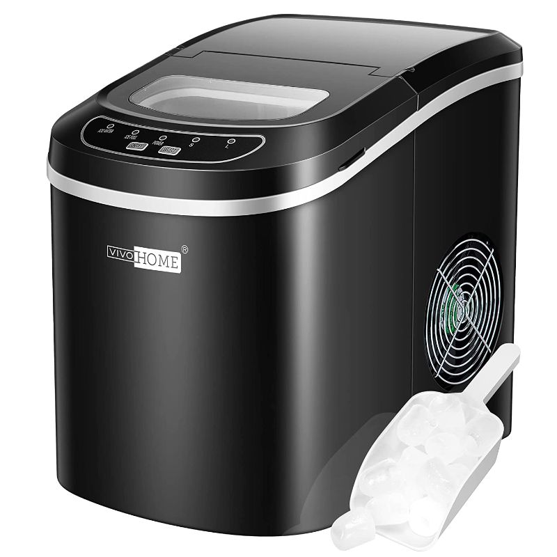 Photo 1 of ***Powers On***VIVOHOME Electric Portable Compact Countertop Automatic Ice Cube Maker Machine with Hand Scoop and Self Cleaning Function 26lbs/Day Black