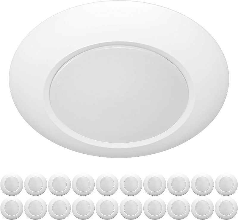 Photo 1 of ZAGO 20 Packs 6 Inch LED Disk Light Surface Mount Low Profile Recessed Retrofit Ceiling Fixture for J Box, Dimmable, 15W=75W, 980LM, 5000K Daylight White, CRI>80, ETL Listed, Wet Location