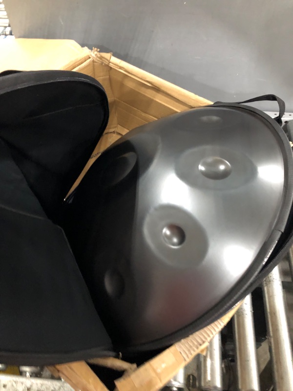 Photo 2 of "Lark Music" hand pan in D Minor 9 notes steel hand drum + Soft Hand Pan Bag + (22.8" (58cm), Black (D Minor) 9 notes D3 A Bb C D E F G A)