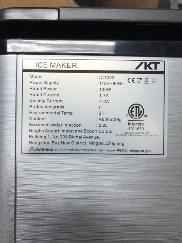 Photo 6 of **MINOR TEAR & WEAR**IKT Ice Maker, Ice Makers Countertop,Self-Cleaning,26.5 Lbs Per Day, 9 Ice Ready In 6 Minutes, With Ice Scoop And Bucket
