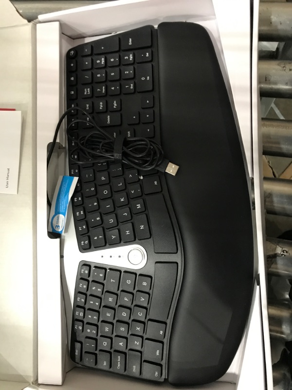 Photo 3 of Nulea Ergonomic Keyboard, Wired Split Keyboard with Pillowed Wrist and Palm Support, Featuring Dual USB Ports, Natural Typing Keyboard for Carpal Tunnel, Compatible with Windows/Mac
