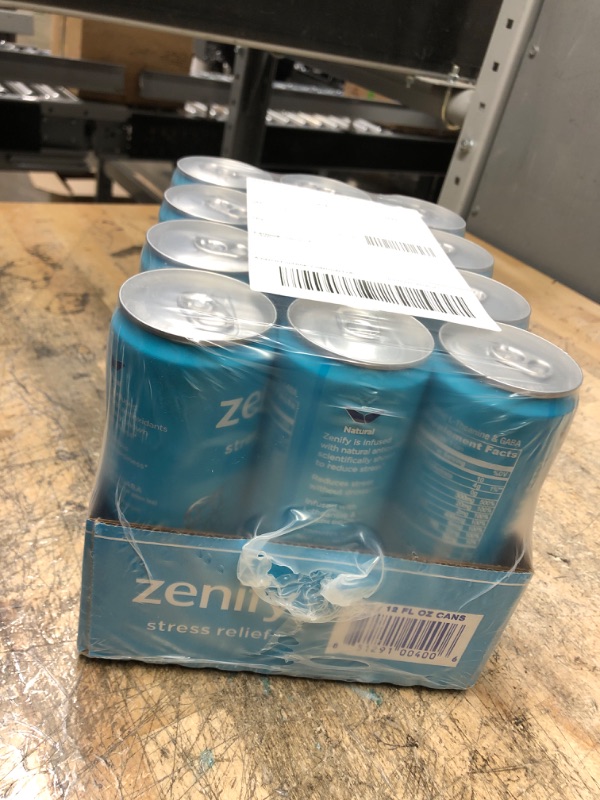 Photo 2 of Zenify Zero Sugar All Natural Sparkling Calming Stress Relief Beverage, Formula with L-Theanine, GABA, Vitamin B6, and Glycine, Alcohol Replacement Drink, 12 Fl Ounce (Pack of 12)
BB: 03/2023