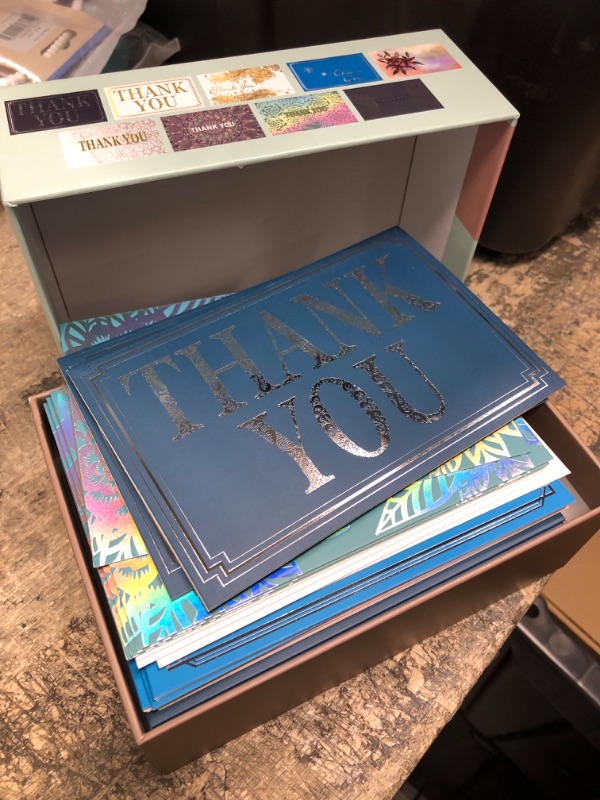 Photo 1 of StarGreetings Thank You Cards with Self-Sealing Envelopes and Blank Custom Interiors for Personal, Business, and Professional Appreciation, Gold, Silver, or Rainbow Foils, 36 Pc. Set