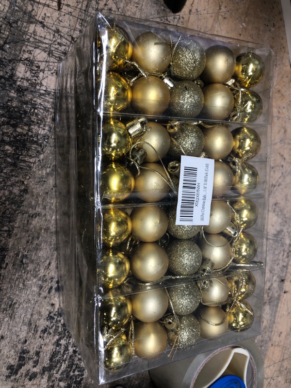 Photo 2 of 160 Pcs Christmas Balls Ornaments for Xmas Tree - Shatterproof Christmas Tree Decorations Small Hanging Ball 1.18" X 160 Pack (Gold)