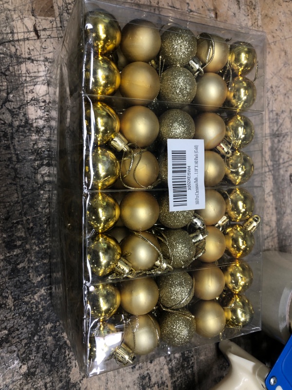 Photo 2 of 160 Pcs Christmas Balls Ornaments for Xmas Tree - Shatterproof Christmas Tree Decorations Small Hanging Ball 1.18" X 160 Pack (Gold)