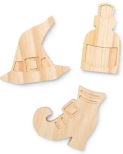 Photo 1 of 2-Pack 3pc Target Mondo Llama Halloween Craft Raw Wood Witch Shapes Hat Shoe Potion