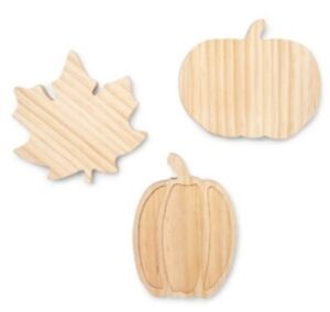 Photo 1 of 2-Pack 3pc Target Mondo Llama Fall Halloween Craft Raw Wood Pumpkin Leaf Shapes