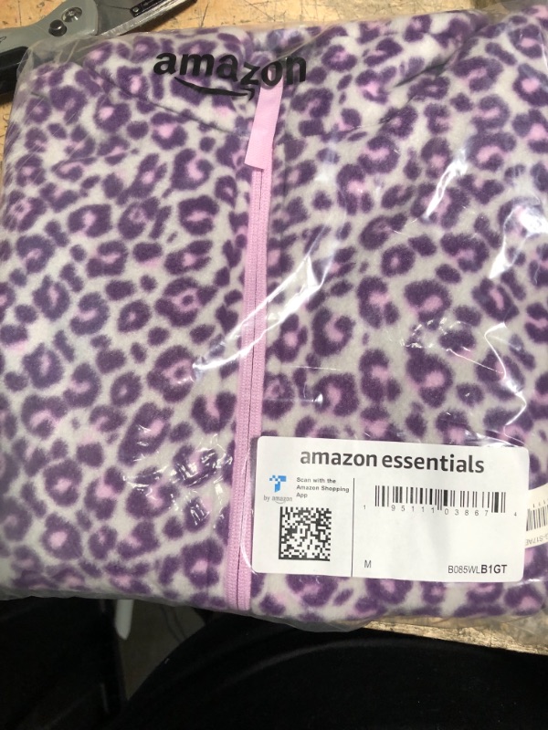 Photo 1 of Amazon Essentials Girls and Toddlers' Polar Fleece Full-Zip Mock Jacket Polyester Grey, Leopard Medium