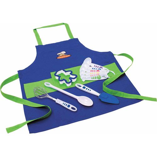 Photo 1 of Curious Chef Kid S 11pc Blue & Green Chef S Kit Kid S Apron with Cooking Tools Real Kids Cooking