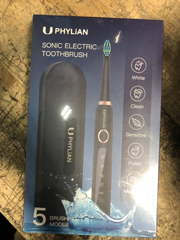 Photo 2 of PHYLIAN Sonic Electric Toothbrush for Adults - Electric Rechargeable Toothbrush with Holder 8 Brush Heads Travel Case Power Toothbrushes 3 Hours Fas
