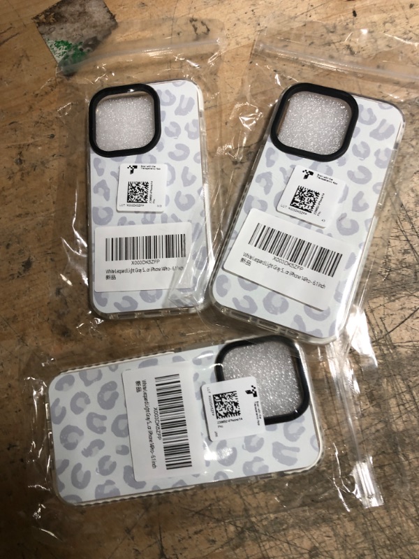 Photo 4 of 4 PACK-White Leopard Light Gray Soft Phone Case for Apple iPhone 14 Pro 6.1" Built-in Bumper Women Cute Stylish Cover for iPhone 14Pro - 6.1 inch 3 PACK/Mayvilife Wireless Lavalier Microphone Compatible with iOS Smart Phone Video Recording, Wireless Clip 