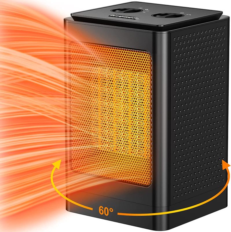 Photo 1 of ***PARTS ONLY****Space Heater, 1500W Portable Heater, 60°Oscillating Electric Heater, Heater for Bedroom Office Indoor Use (Black)
